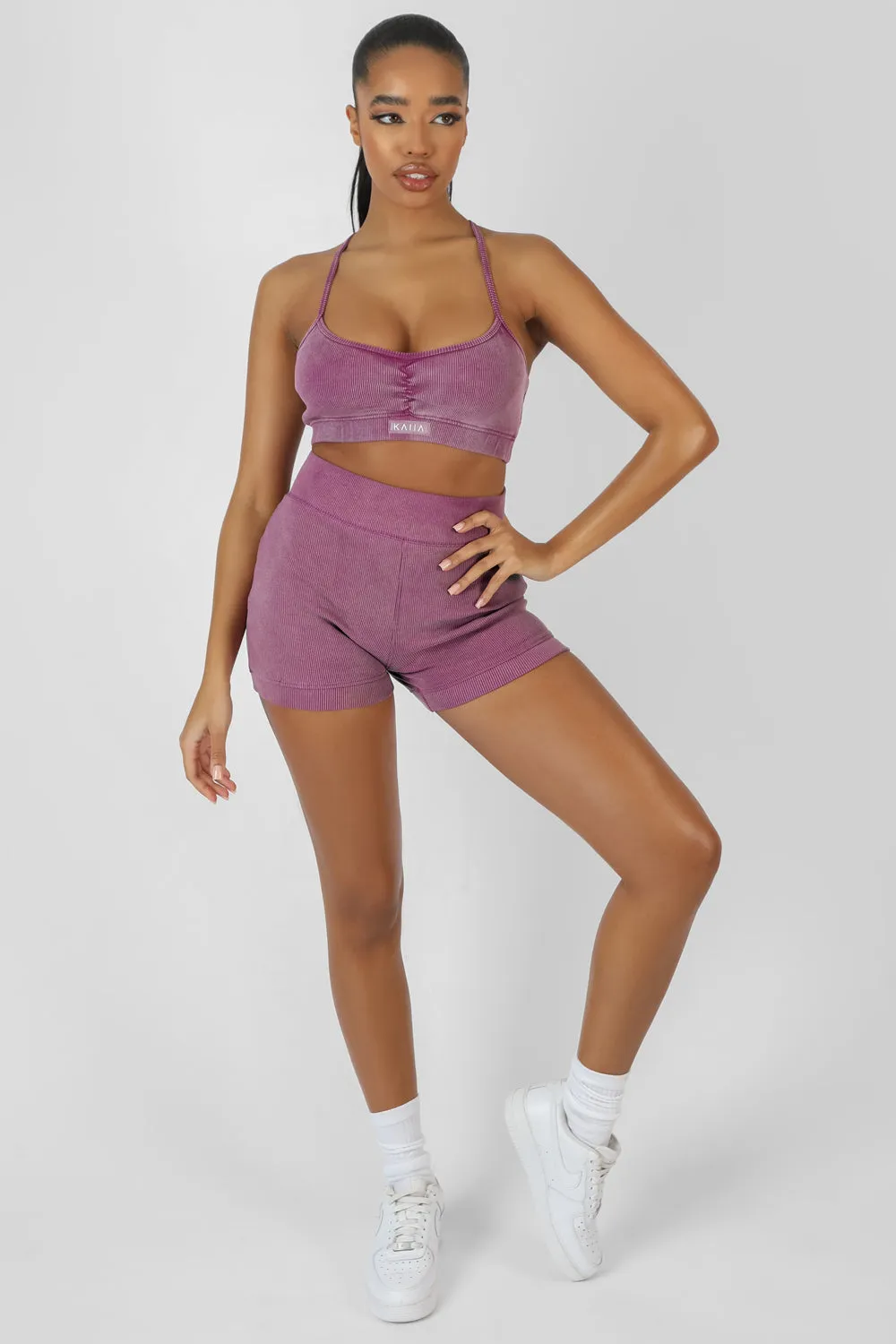 Athleisure Ribbed Booty Shorts Purple