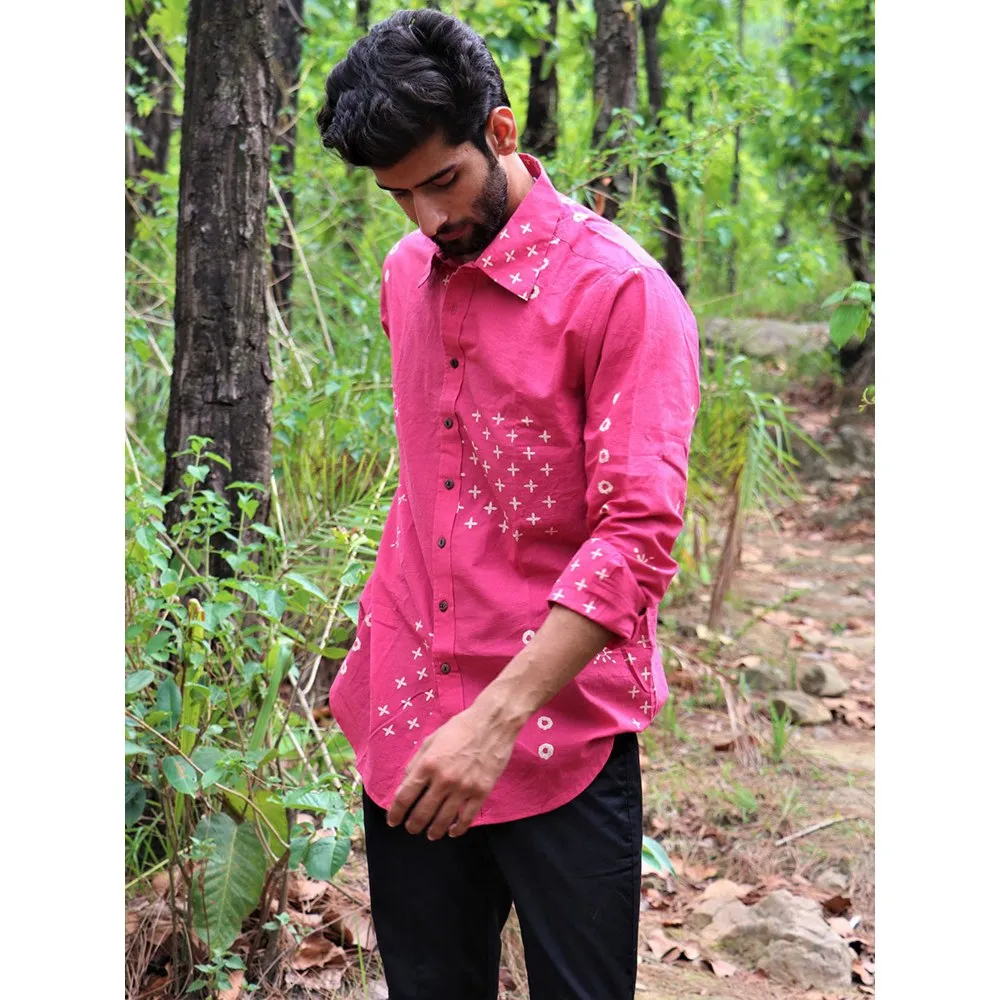 Chidiyaa Pink Block Printed Cotton Shirt