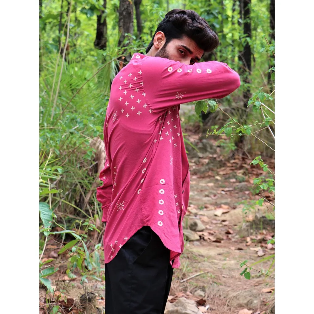 Chidiyaa Pink Block Printed Cotton Shirt