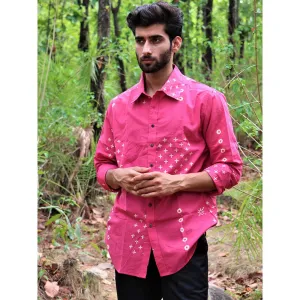 Chidiyaa Pink Block Printed Cotton Shirt