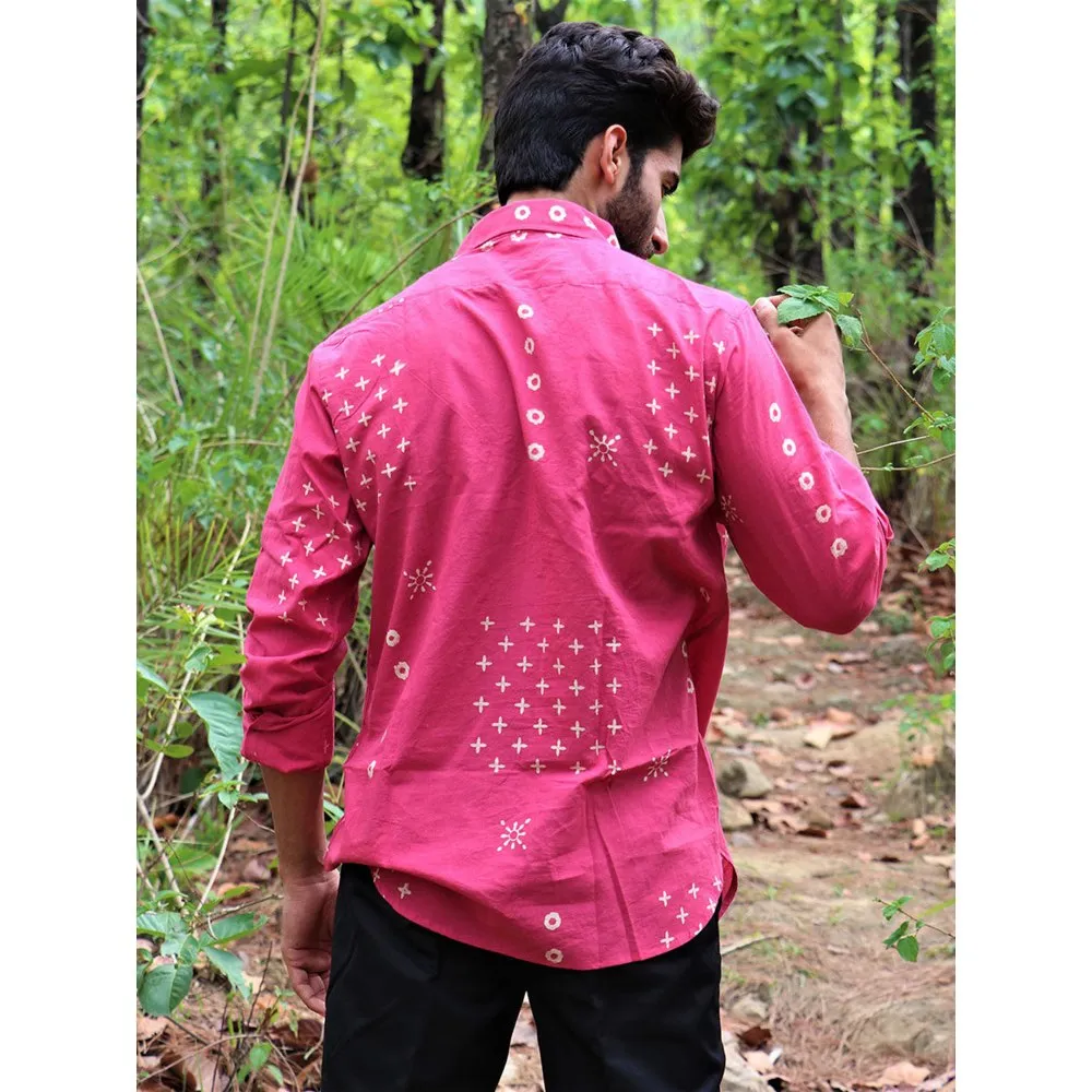 Chidiyaa Pink Block Printed Cotton Shirt