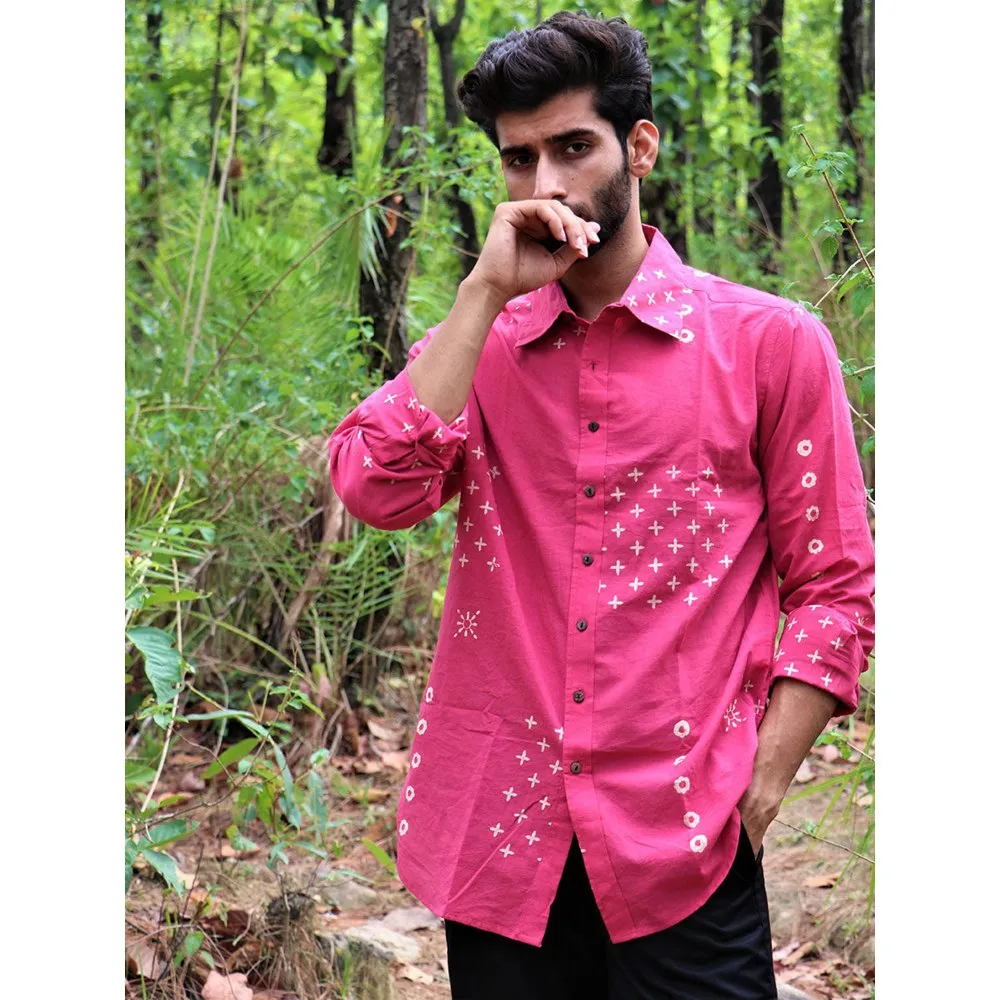 Chidiyaa Pink Block Printed Cotton Shirt