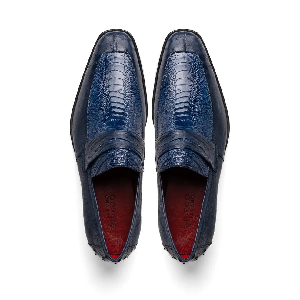 Marco Di Milano Fangio Men's Shoes Genuine Ostrich Leg / Ostrich Quill Penny Loafers (MDM1112)