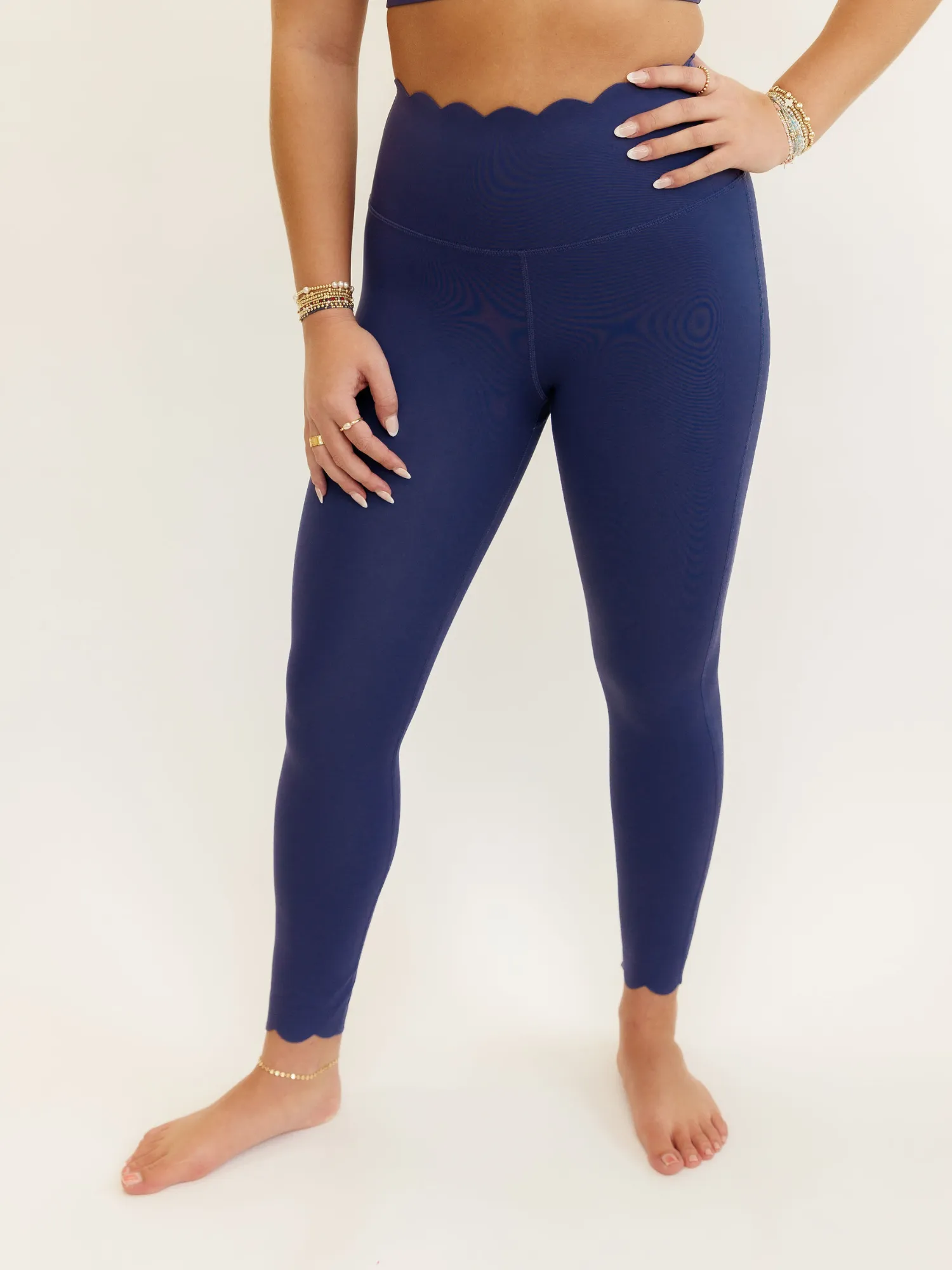 Midnight Blue "Scarlett" Scallop Super High Rise Leggings