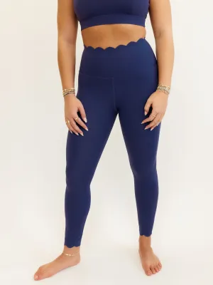 Midnight Blue "Scarlett" Scallop Super High Rise Leggings
