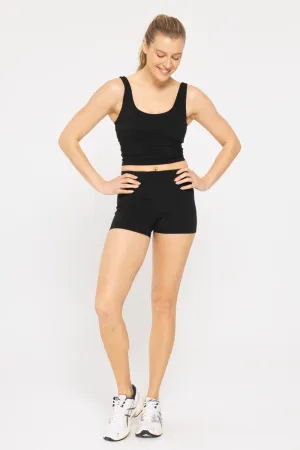 Mono B Green Contour Seam Biker Short In Black