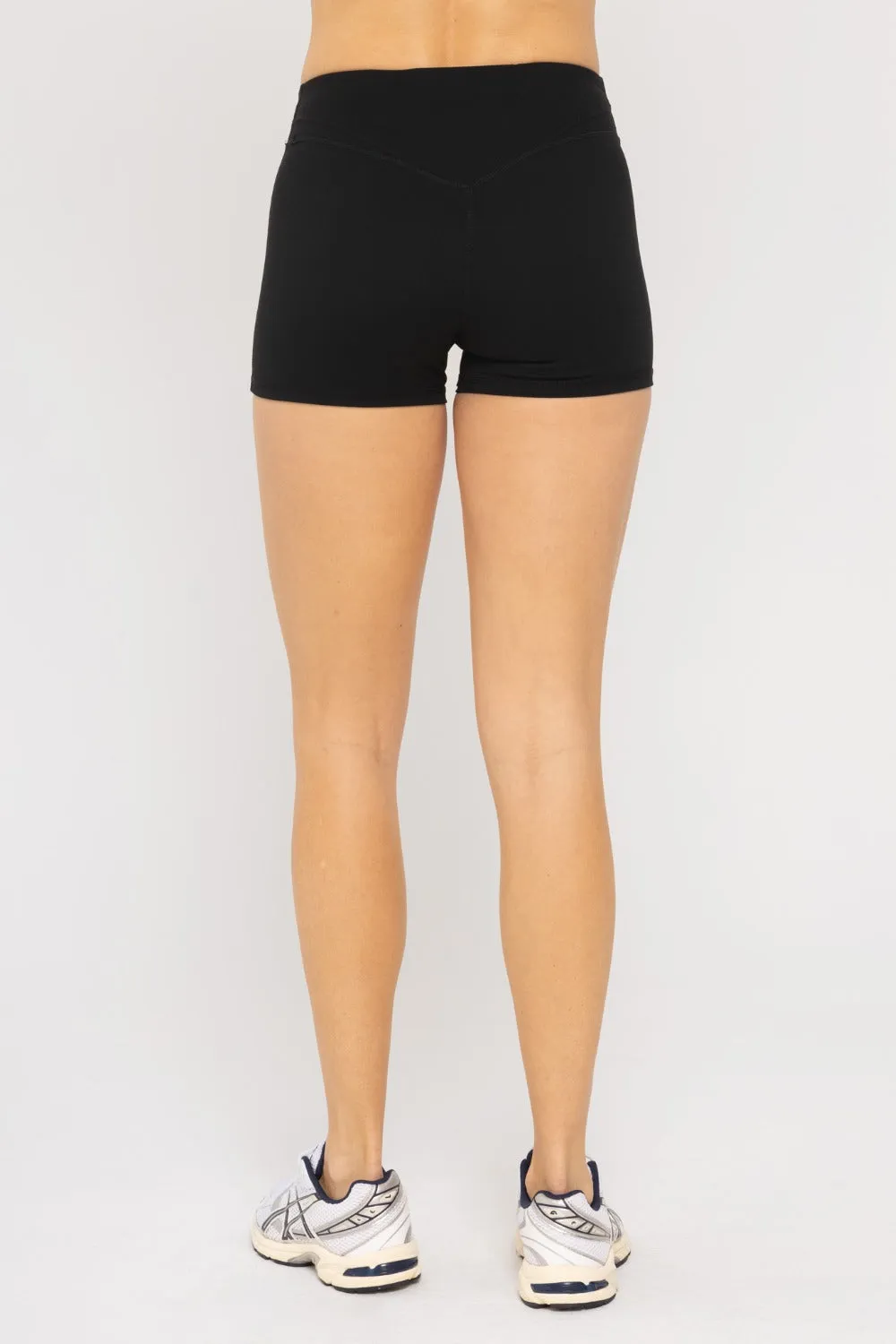 Mono B Green Contour Seam Biker Short In Black