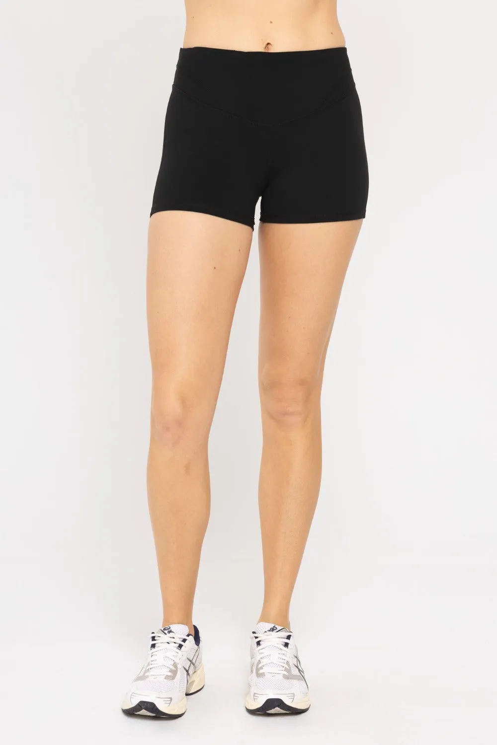 Mono B Green Contour Seam Biker Short In Black