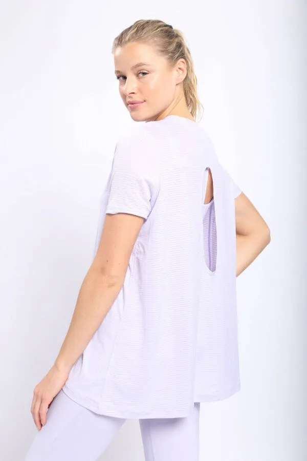 Mono B Lycra-Blend Cut-Out Back Essential Sports Bra In Purple Heather