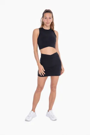 Mono B Venice Crossover Waist Active Skort In Black