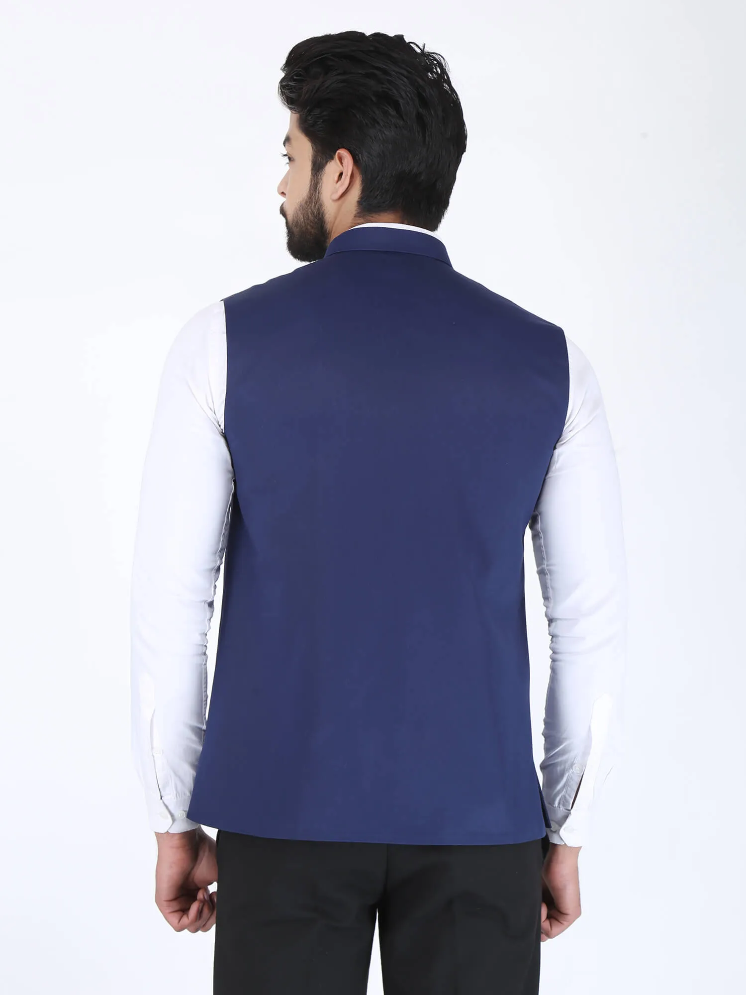 Navy Solid Formal Nehru Jacket