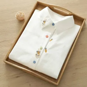 Playful Embroidered White Shirt