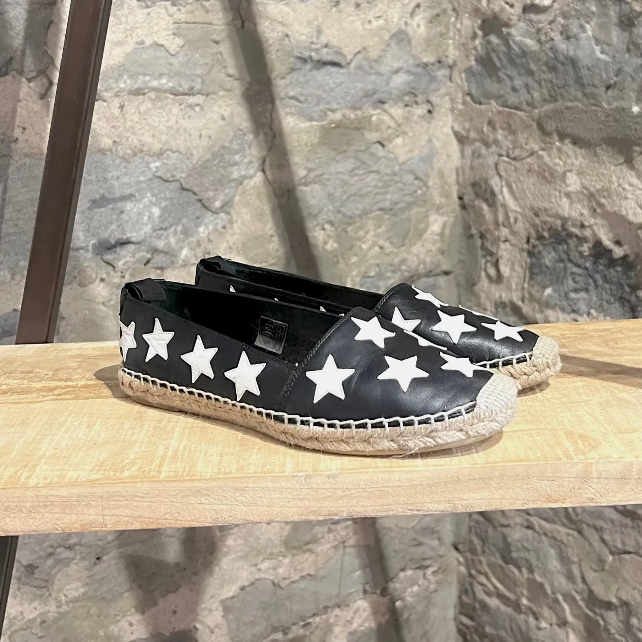 Saint Laurent Black Leather Star Appliqué Espadrilles