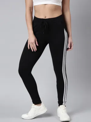 Women Black Slim-Fit Cotton Track Pants