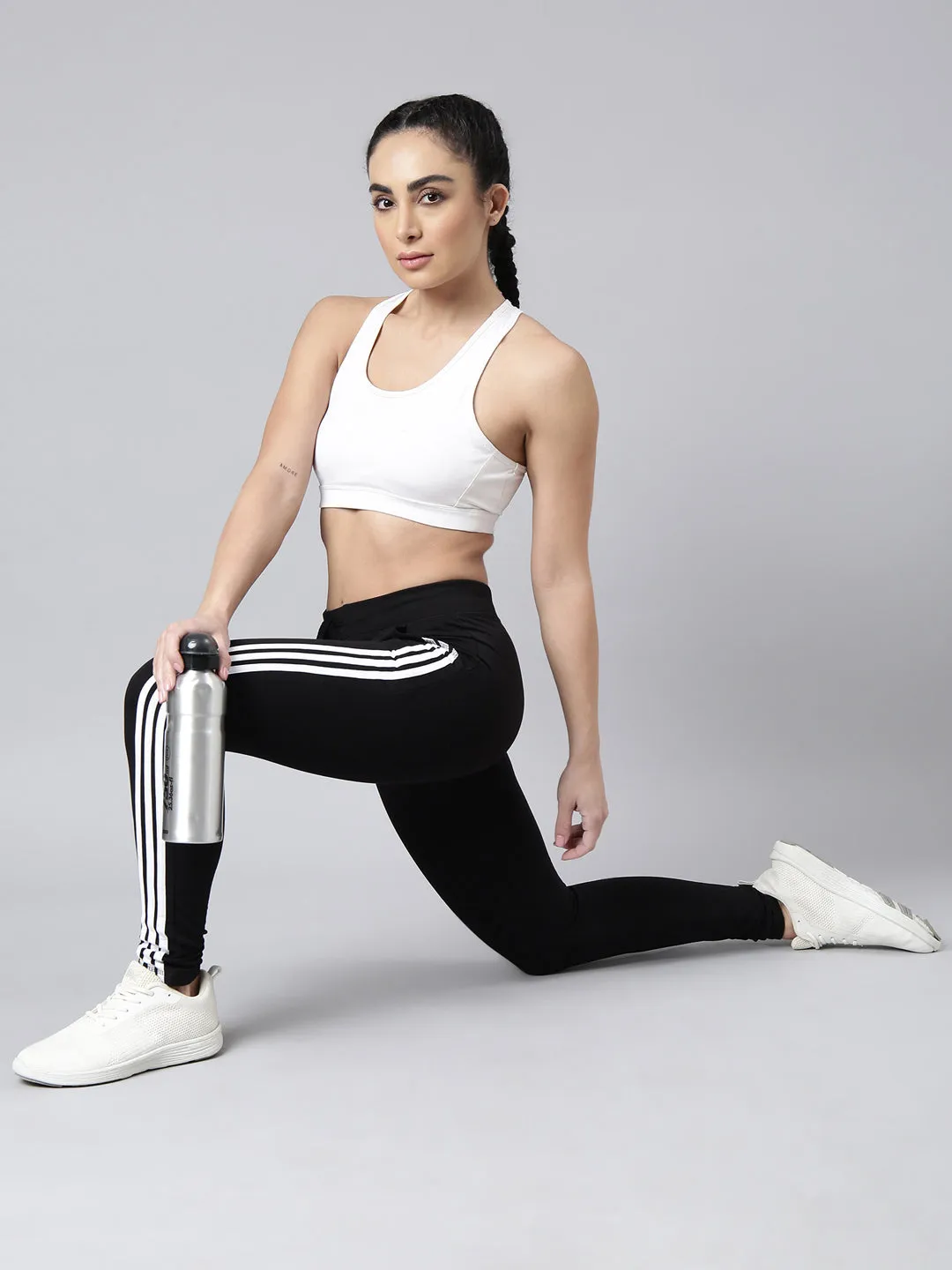 Women Black Slim-Fit Cotton Track Pants