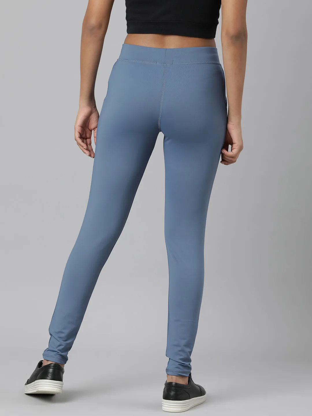 Women Blue Slim-Fit High-Rise Track Pants