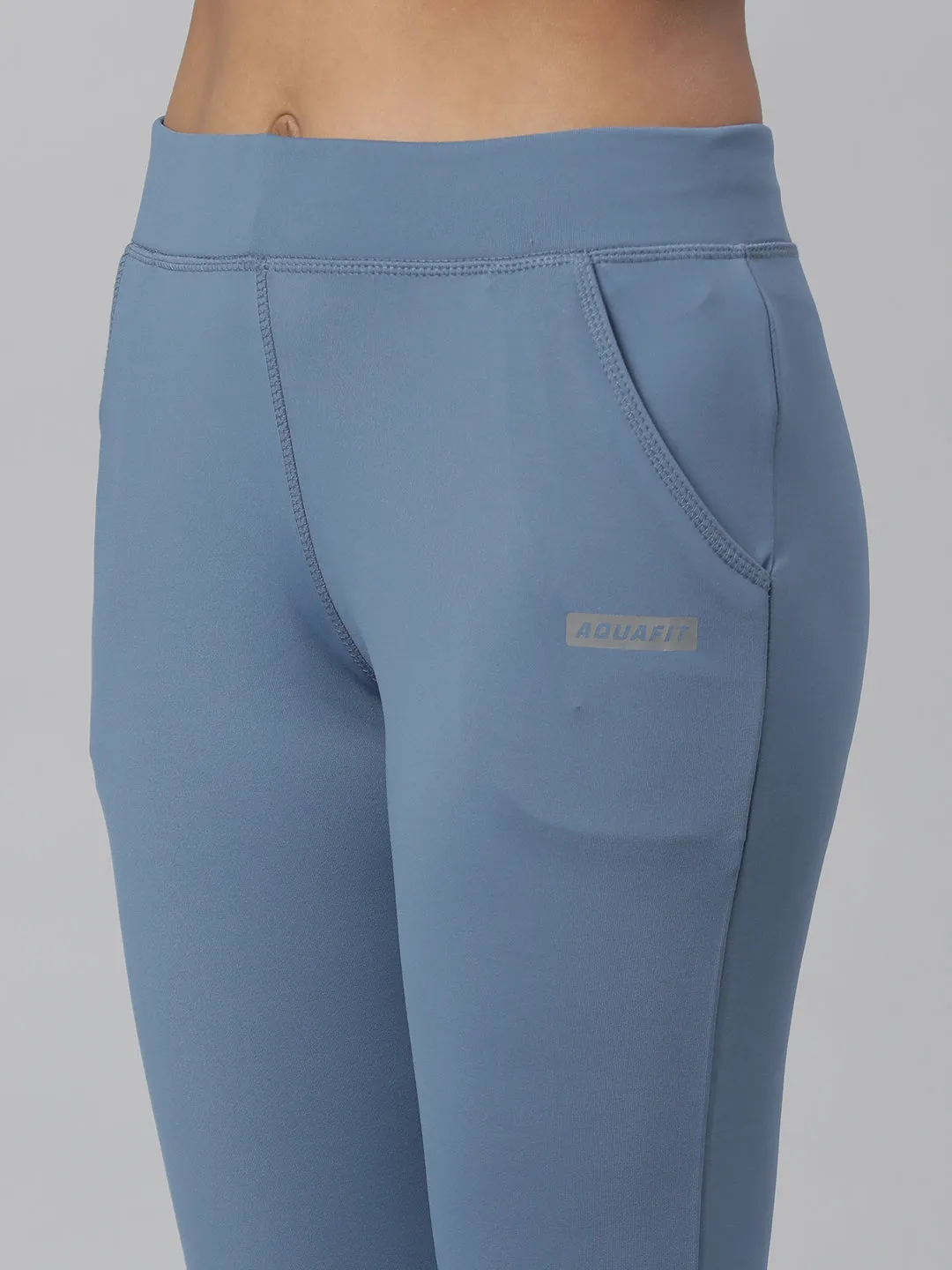 Women Blue Slim-Fit High-Rise Track Pants