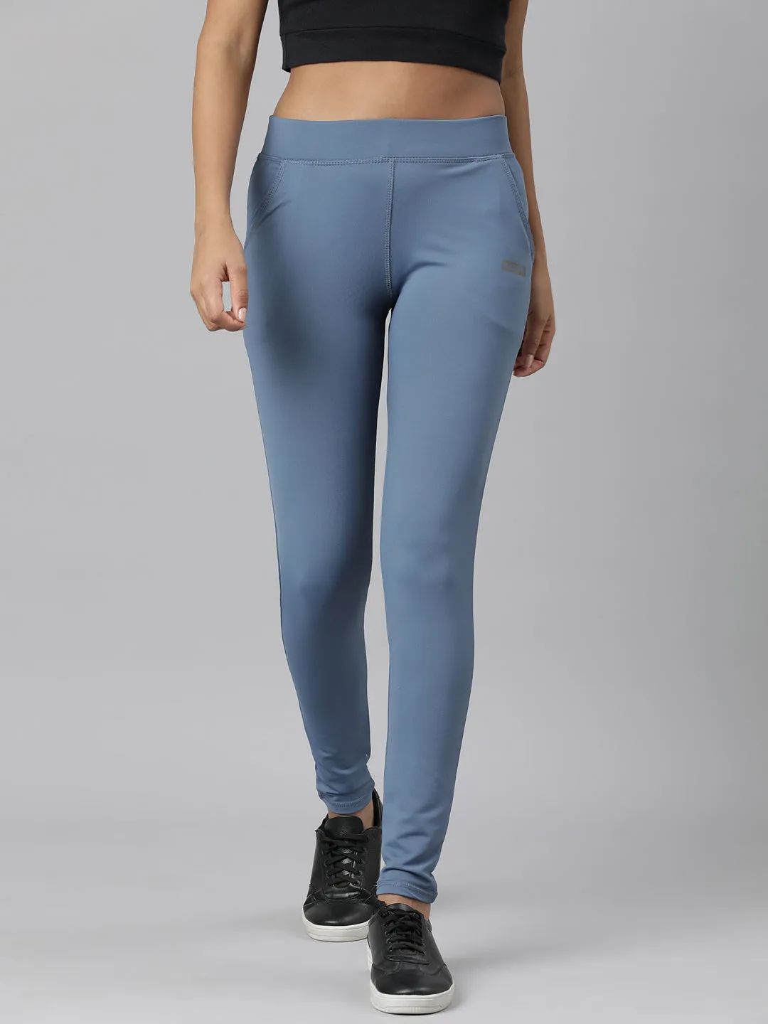 Women Blue Slim-Fit High-Rise Track Pants