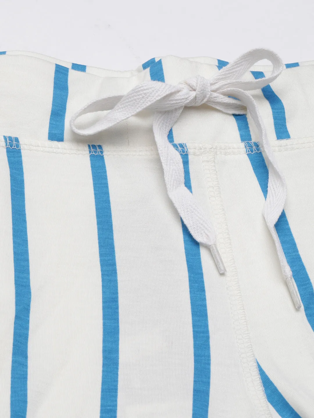 Women Blue Slim Fit Striped Track Pant