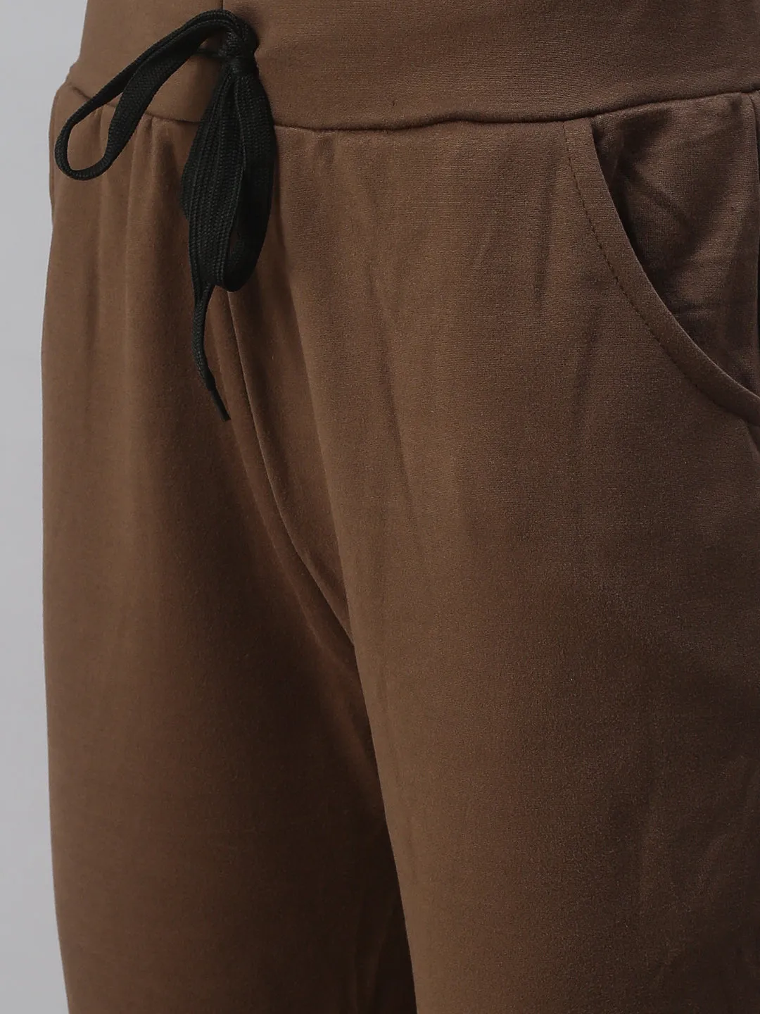 Women Brown Slim Fit Side Striped Track Pants